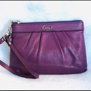 Coach purple leather wristlet